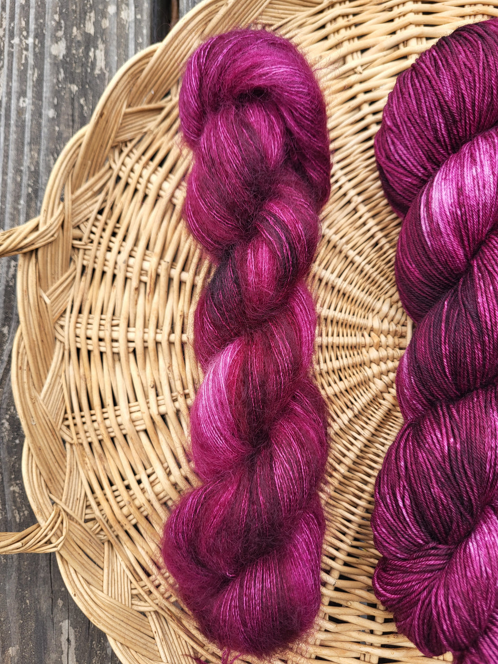 Pivoine – Laine teinte main | Rose Intense | Mérinos, Mohair & Stellina